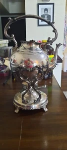 (Eagle WM Rogers Star) SILVER ON COPPER 1900s KETTLE TEAPOT and Bowl! Beautiful! - Picture 1 of 9