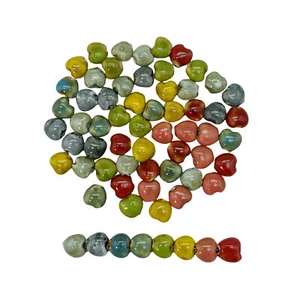 50 Mix Apple Shaped Ceramic Craft Beads Spacer Beads for Bracelets 12x11x8mm - Picture 1 of 6