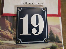 Hausnummer  Emaille Nr. 19  weisse Zahl auf blauem Hintergrund 10 cm x 12 cm #2