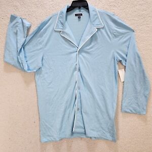 CLUB ROOM Intimates Notched Collar Sleep Shirt Men's XL Light Blue Contrast Pipe