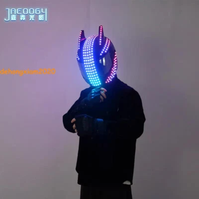 LED Luminous Helmet Concert Cosplay Mask Helmet Bar Performance Xmas Gift Prop - Image 1 of 4