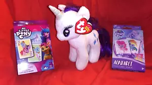 TY MY LITTLE PONY 7" RARITY PLUSH UNICORN 2014 NWT & MLP PLAYING/FLASH CARDS - Picture 1 of 9