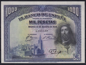 BILLETE ESPAÑA 1000 PESETAS 1928 SAN FERNANDO - SIN SERIE - SC- - Picture 1 of 2