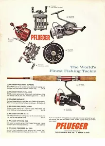 Original 1962 Pflueger Süßwasser Salzwasser Fliegen Angelrollen Druckanzeige - Bild 1 von 1