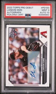 2023 Topps Pro Debut Autograph #PD-100 Landon Sims Diamondbacks RC PSA 9/10 - Picture 1 of 2