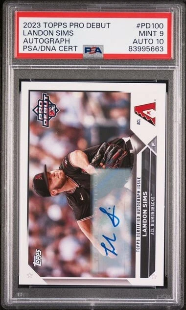 2023 Topps Pro Debut Autograph #PD-100 Landon Sims Diamondbacks RC PSA 9/10 - Image 1 of 2