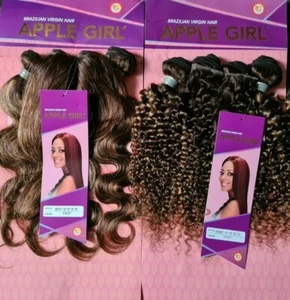 Apple Girl Brazilian Virgin Human Hair Extensions with 4x4 Closure - 5 in 1-4/27 - Picture 1 of 3