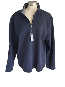 IZOD Men's Classic Fit XXL Navy Stretch Quarter Zip Fleece Pullover Sweatshirt - Picture 1 of 6
