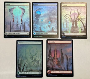 5 MTG Magic - Phyrexia : All Will Be ONE Full Art Lands Set Card Land - FOIL - Picture 1 of 4