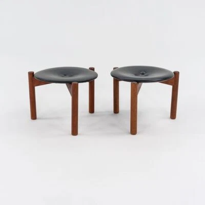 1950s Pair of Swedish Three Legged Stools by Uno & Osten Kristiansson for Luxus - Image 1 of 4