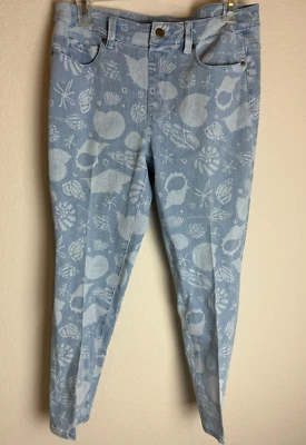 Soft Surroundings Womens Jeans Petites Blue  Size PS Seashell Print Denim Button - Image 1 of 4