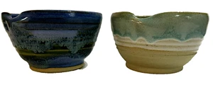 2 ciotole all'uncinetto in ceramica da studio art gettate a mano 5,25"x3,50" blu acqua - Foto 1 di 7
