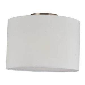 Semi Flush Mount Drum Ceiling Light, White Linen Shade w/ Satin Nickel, 40W - Picture 1 of 1