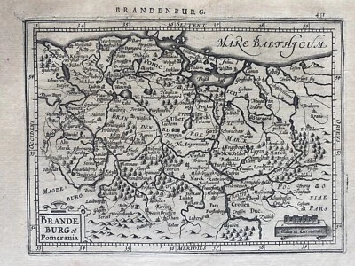 ANTIQUE MAP of Germany BRANDENBURG ET POMERANIA by Mercator,  c. 1628 - Image 1 of 3
