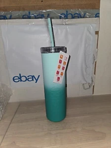 Dunkin’ Donuts Rainbow Silicone Sipper Tumbler Green With Matching Straw, 27 Oz - Picture 1 of 4