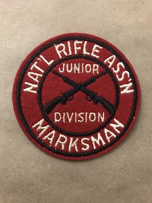 Vtg NRA Junior Division Marksman National Rifle Association Sew On Patch Badge - Image 1 of 3
