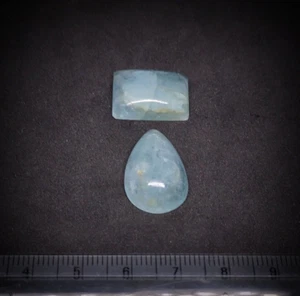 2 PCS Natural Aquamarine Cabochons Mix Shape Loose Gemstone ~ POLISHED CABOCHONS - Picture 1 of 5