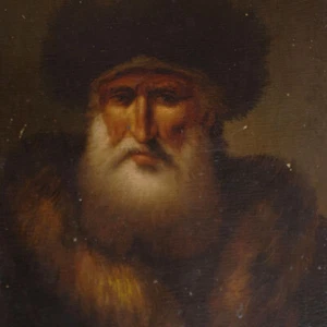 Retrato de hombre en piel retrato de hombre judío sin signo enmarcado óleo sobre madera copia siglo 19 - Imagen 1 de 6
