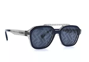NEW FENDI FE40076U 90X BLUE/TRANSPARENT BLUE W/FF PATTERN AUTHENTIC SUNGLASSES - Picture 1 of 13