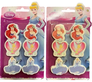 Disney Princess 2 Pack 6 Erasers By Sandylion - Picture 1 of 2