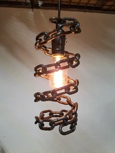 Industrial Steel Steampunk Chain Pendant Light 2 count Hand made - Picture 1 of 10