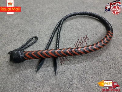 ART OF WHIPS Handgefertigte Flogger aus echtem Rindsleder 3 Fuß Stierpeitsche Doppelschwänze Schlangenpeitsche