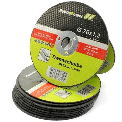 10x Metall Trennscheibe Ø 76mm für PARKSIDE LIDL Akku Winkelschleifer PWSA 12-Li - Bild 1 von 3