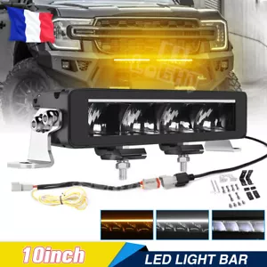 26cm Barre Lumineuse LED 12-24V Feu Longue Portée 9000lm + DRL Orange Blanc - Picture 1 of 11
