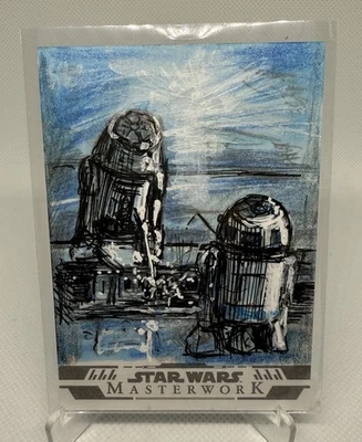 2024 Star Wars Masterwork R2-D2 Fixes Padme's Ship Sketch by Kevin Scott Jacobs - Image 1 of 2