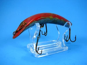 Vintage Helin Flatfish U2 Red & Silver 3.5" Wooden Lure 3 Hook - Picture 1 of 6