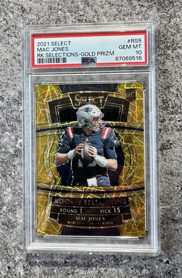 2021 Select Mac Jones Rookie Selections Gold Prizm /10 PSA 10 POP 3  49ERS SSP! - Image 1 of 4