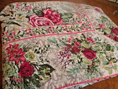 Mantel APRIL CORNELL Cottage Rosa Rojo Rosa Verde Floral 100% Algodón 60 x 92 Foto 1 de 4