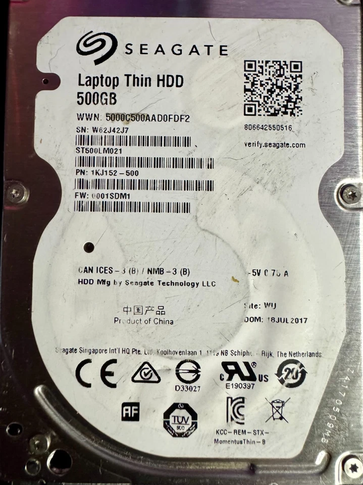 Seagate Laptop Thin HDD ST500LM021 500GB 2.5" SATA III Laptop Hard Drive - Image 1 of 1