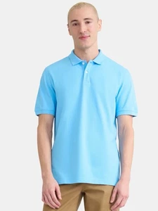George großes Herren Poly Polo mit kurzen Ärmeln, blau, neu mit Etikett - Bild 1 von 5
