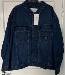 Men's Calvin Klein Boxy Denim Jacket Oversized 4XL Dark Wash New With Tags - Picture 1 of 5