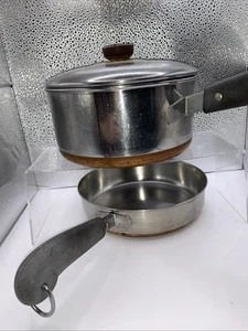 Vintage Revere Ware 1 Qt Saucepan Pot With Lid And 7” Skillet Copper Bottom - Picture 1 of 7