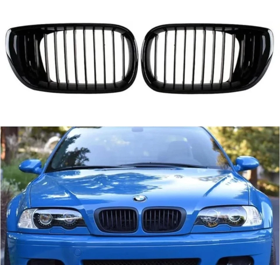 Fit 1999-2003 BMW 3-Series 2D Coupe E46 M3 Front Bumper Grill Gloss Black Grille - Image 1 of 3