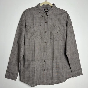 Dickies Women’s Plaid Brown Long Sleeves Button Down Size L - Picture 1 of 15