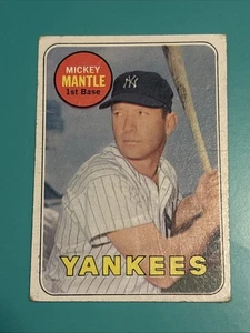 1969 Topps Mickey Mantle Vintage HOF BASEBALL KARTE #500 Sehr guter Zustand - kleine Faltenknicke - Bild 1 von 4