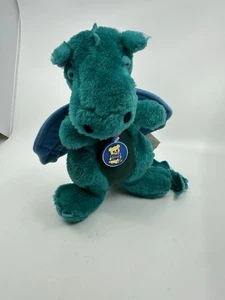 Peluche morbido vintage 1983 Dakin verde acqua blu drago verde con ali 10" - Foto 1 di 8