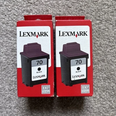2x LEXMARK 70 BLACK INK CARTRIDGE NEW - Image 1 of 4