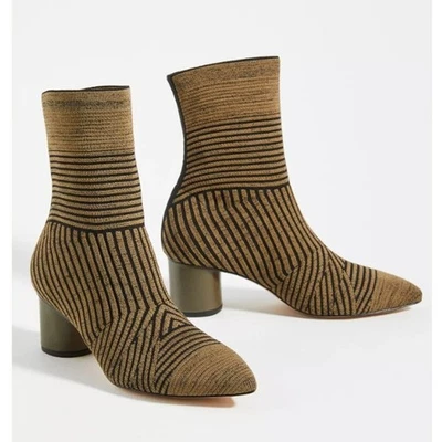 Anthropologie Vicenza meia tornozelo botas tamanho 6 biqueira pontiaguda elástica marrom preto - Imagem 1 de 4