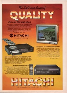 Hitachi 1985 Vintage Print Ad Compact Disc Player VCR TV Electronics - Picture 1 of 1