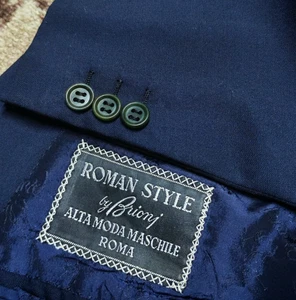 Vintage Roman style by Brioni Roma classic pure wool navy suit jacket blazer 40R - Picture 1 of 10