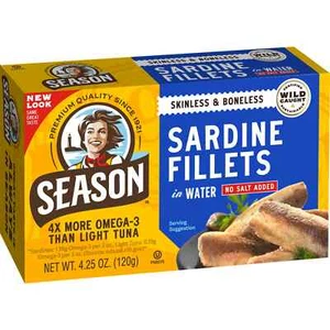 Sardinas sin piel y sin hueso marca Season sin sal añadida 4,25 oz (120 g) - Imagen 1 de 2