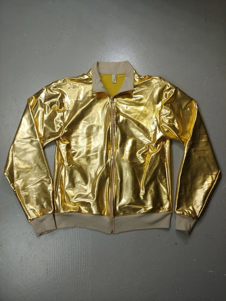Chaqueta cortavientos American Apparel metálica dorada con cremallera para mujer bailarina mediana Foto 1 de 4