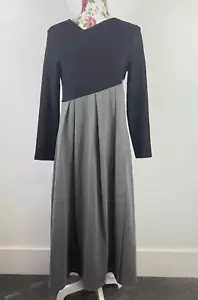 Floryday women's dress black grey wrap box pleat skirt long sleeve Size M - Picture 1 of 8