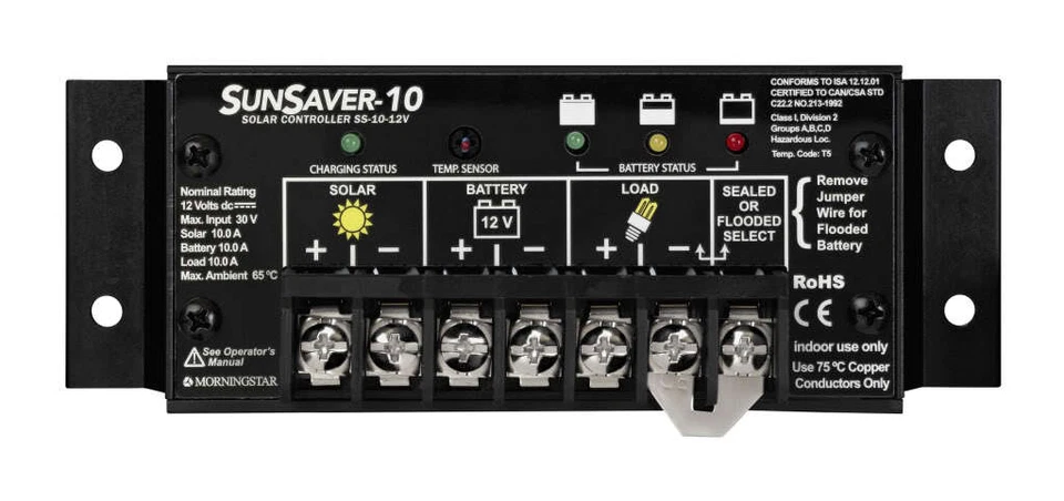 Controlador de carga solar Morningstar SS-10-12V SunSaver 10A 12V PWM Gen 3 Foto 1 de 1