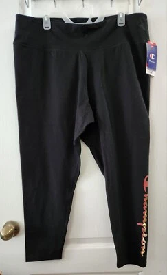 Champion Mujer Negro Auténtico Ropa Deportiva Cintura Alta Leggings Talla Grande 3X Foto 1 de 4
