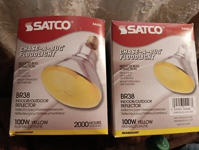 2 100W BR38 Satco Yellow  Flood Light Bulbs B227 - Image 1 of 2